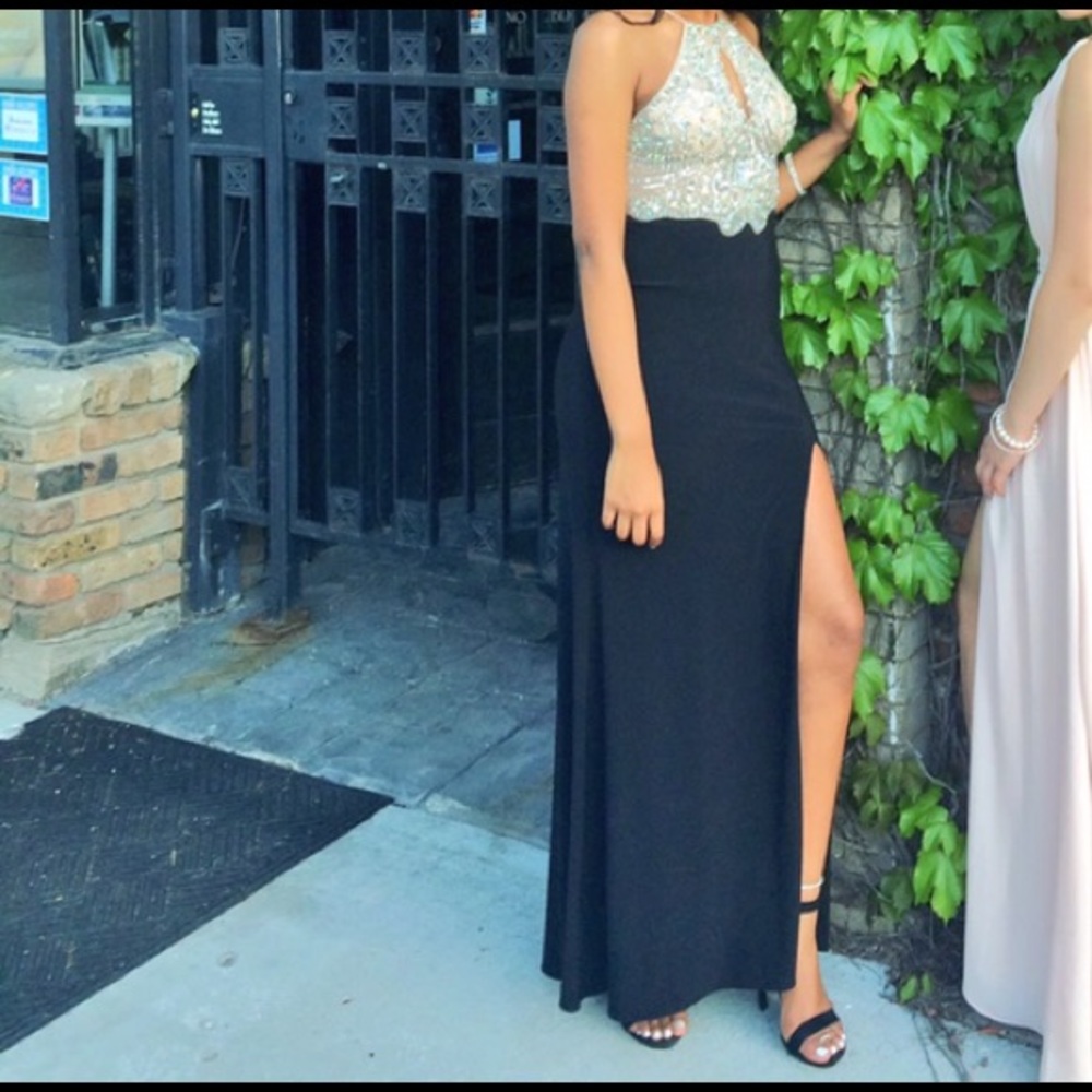 Black Prom dress with diamond Top